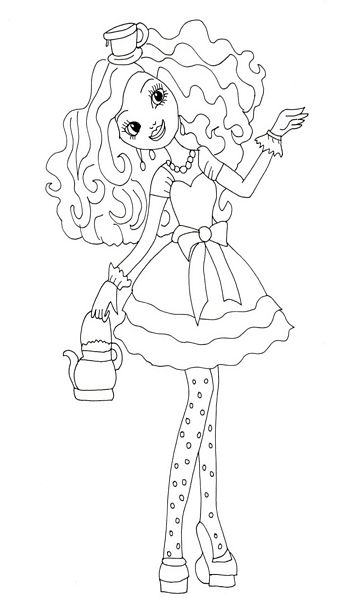 kolorowanka Ever After High malowanka do wydruku Madeline Hatter postać z bajki i lalka dla dziewczynek, do pokolorowania kredkami, obrazek nr 27